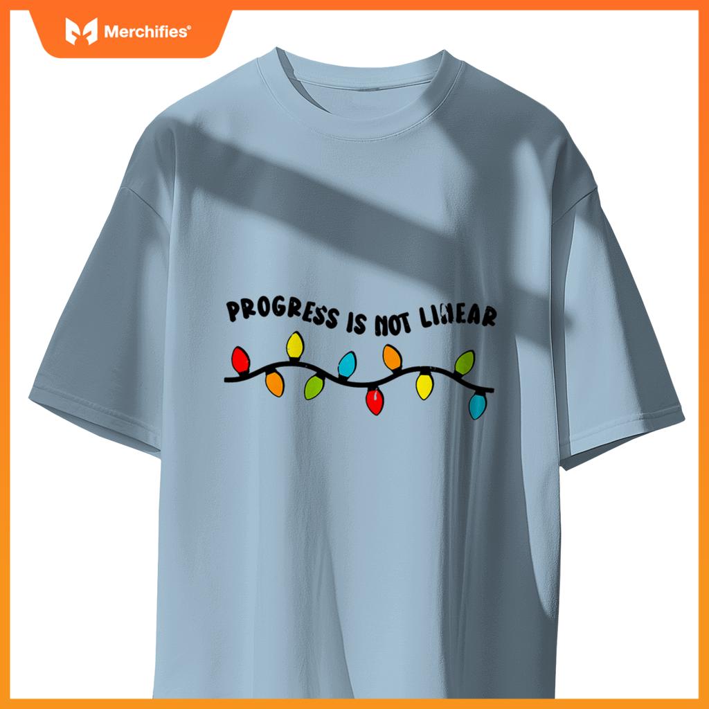 Christmas Sped Teacher Progress Is Not Linear Xmas Lights T-Shirt
