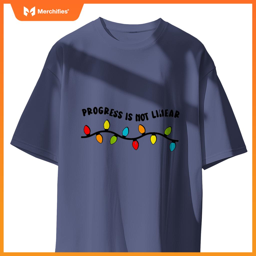 Christmas Sped Teacher Progress Is Not Linear Xmas Lights T-Shirt