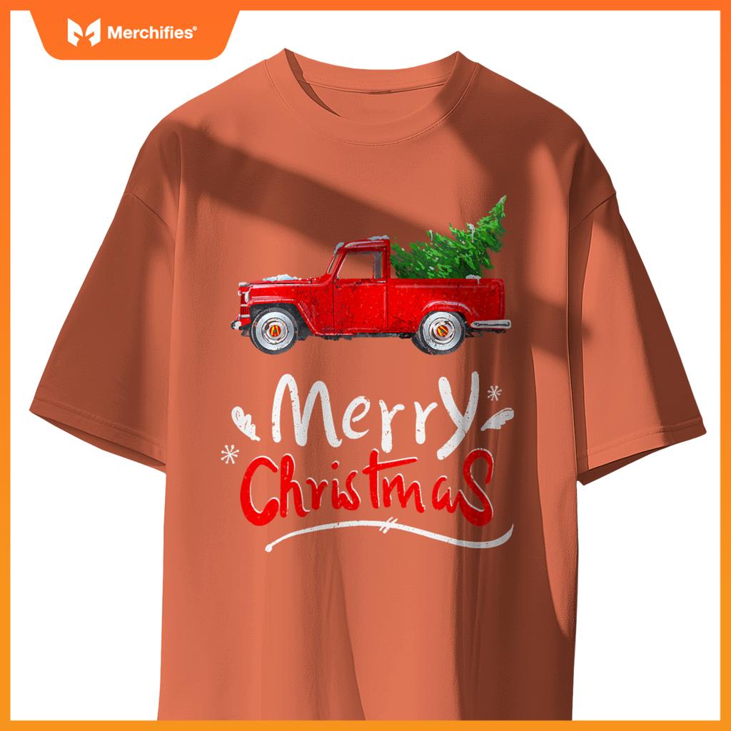 Christmas Tree Red Truck Pajama Vintage Buffalo Plaid Truck T-Shirt
