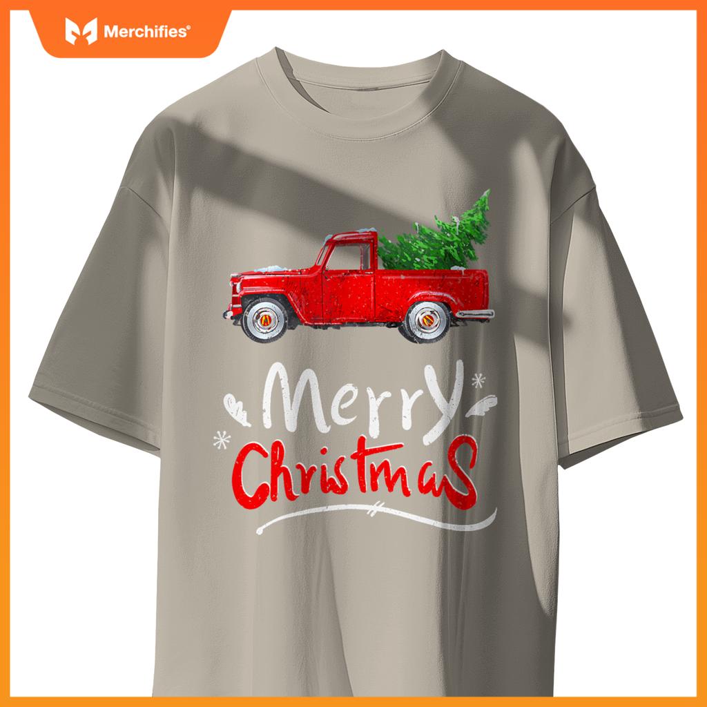 Christmas Tree Red Truck Pajama Vintage Buffalo Plaid Truck T-Shirt