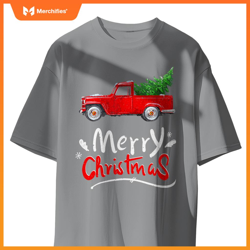 Christmas Tree Red Truck Pajama Vintage Buffalo Plaid Truck T-Shirt