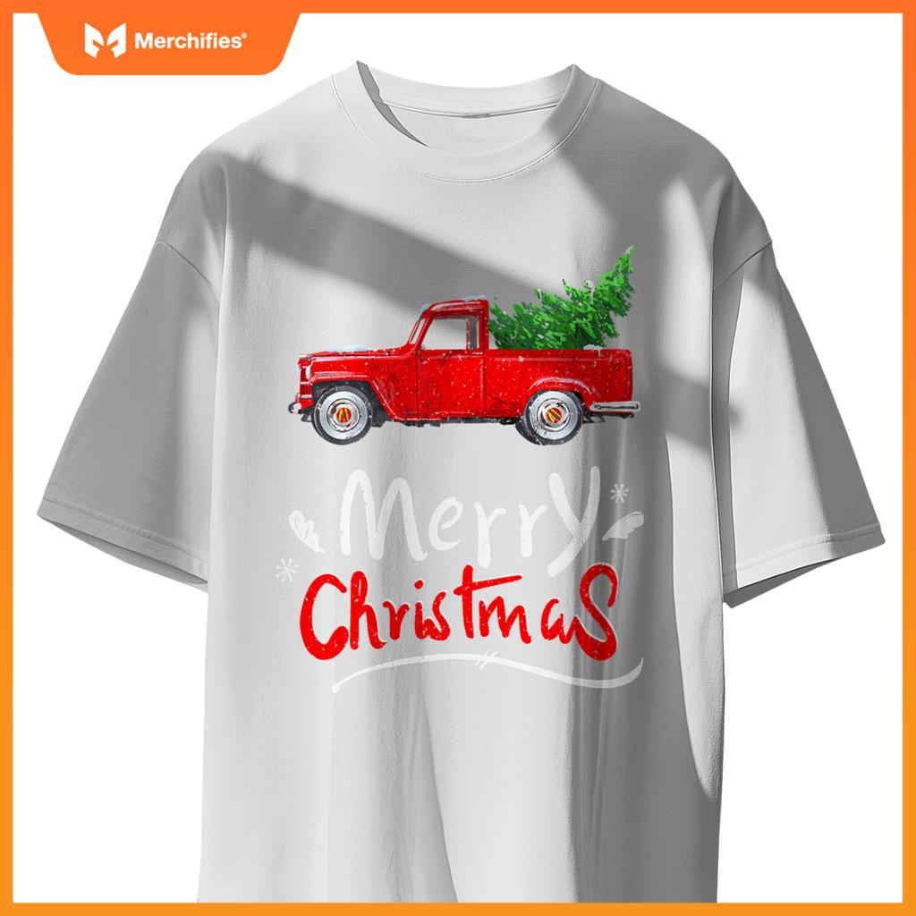Christmas Tree Red Truck Pajama Vintage Buffalo Plaid Truck T-Shirt