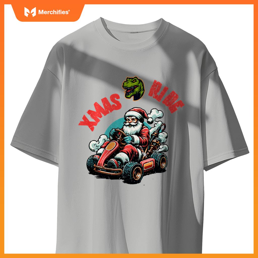 Christmas Xmas Ride Monster Truck Dino Santa Toddler Kids T-Shirt