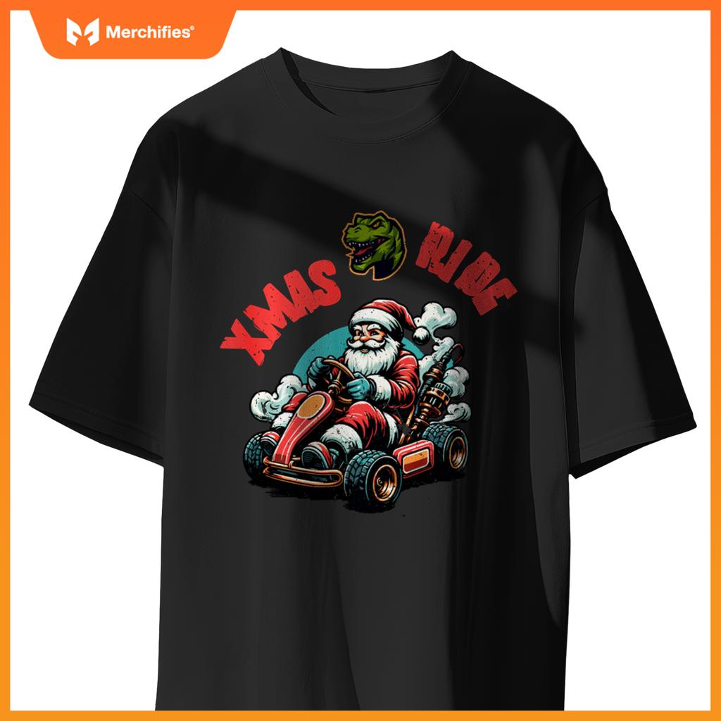 Christmas Xmas Ride Monster Truck Dino Santa Toddler Kids T-Shirt