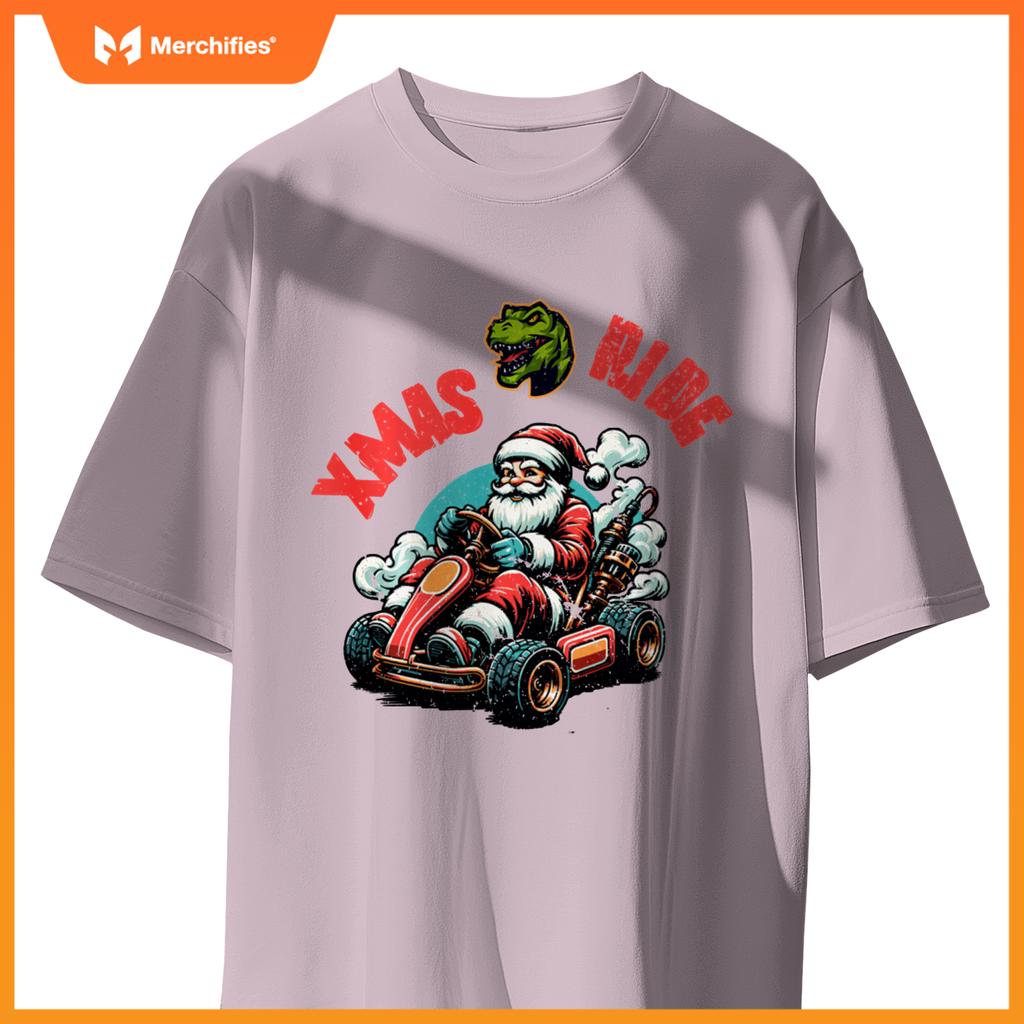 Christmas Xmas Ride Monster Truck Dino Santa Toddler Kids T-Shirt