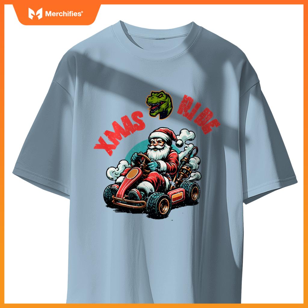Christmas Xmas Ride Monster Truck Dino Santa Toddler Kids T-Shirt