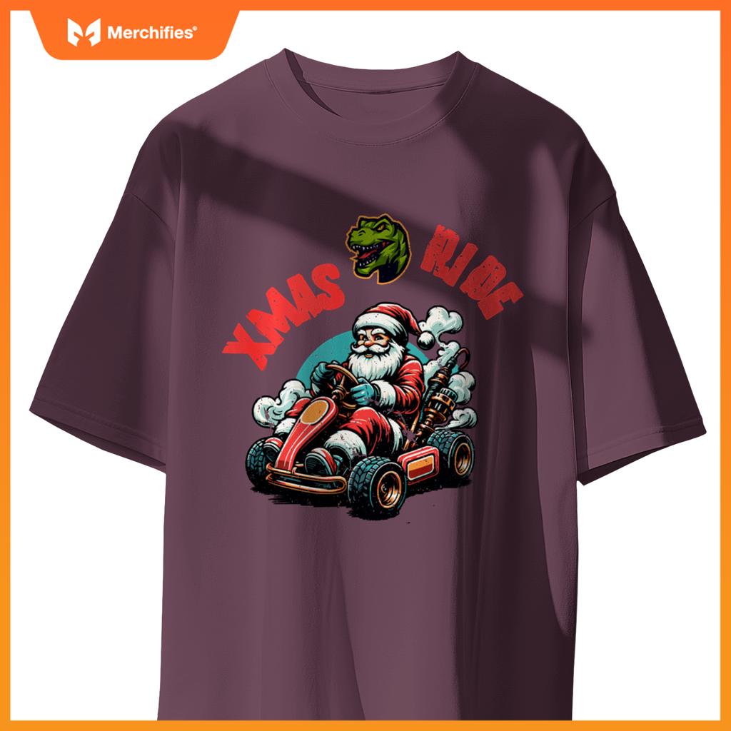 Christmas Xmas Ride Monster Truck Dino Santa Toddler Kids T-Shirt