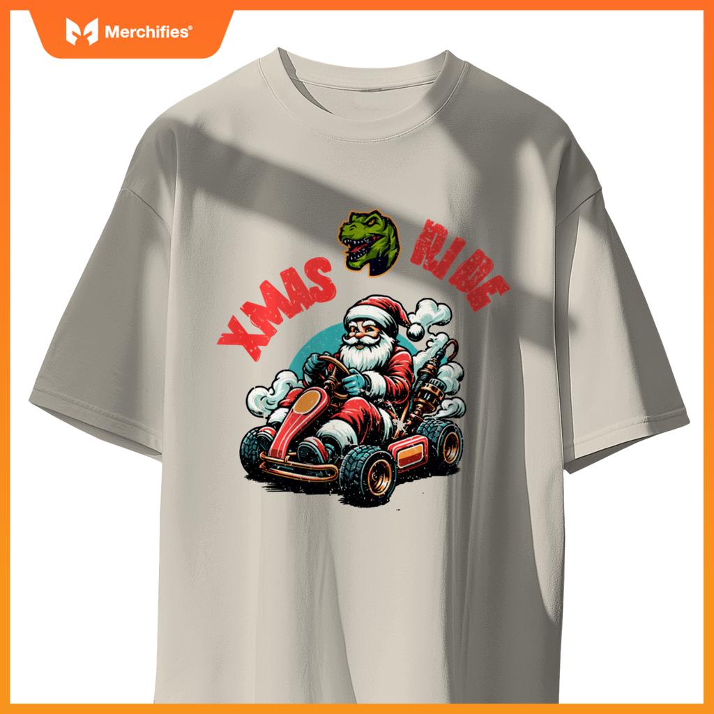 Christmas Xmas Ride Monster Truck Dino Santa Toddler Kids T-Shirt
