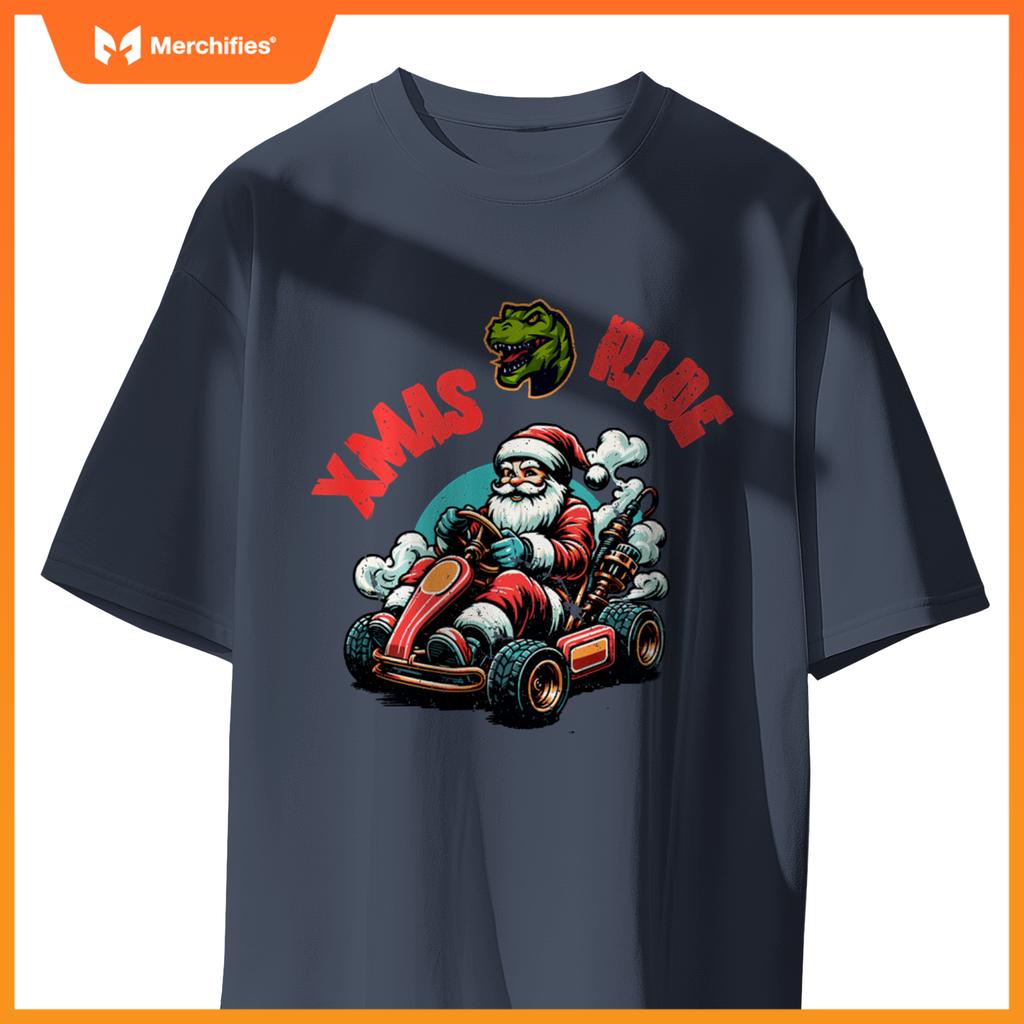 Christmas Xmas Ride Monster Truck Dino Santa Toddler Kids T-Shirt