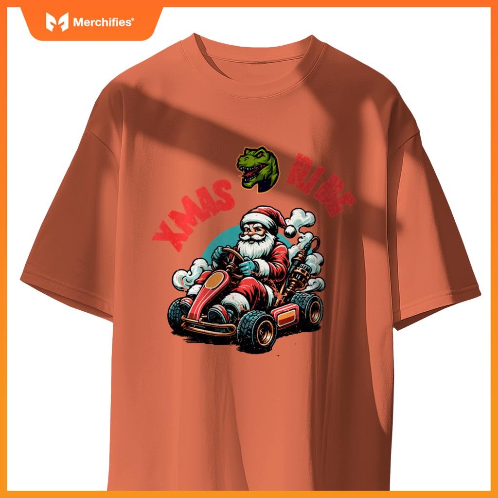 Christmas Xmas Ride Monster Truck Dino Santa Toddler Kids T-Shirt