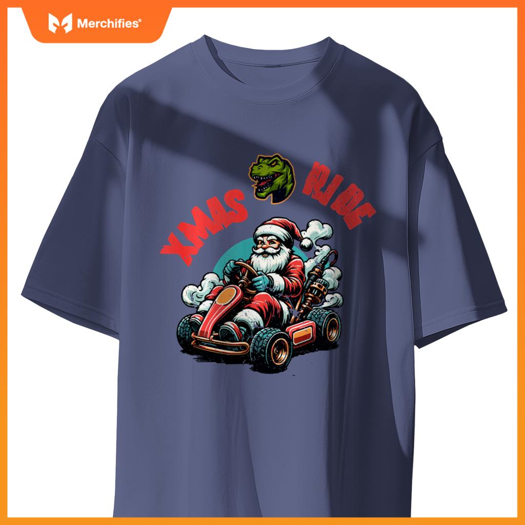 Christmas Xmas Ride Monster Truck Dino Santa Toddler Kids T-Shirt