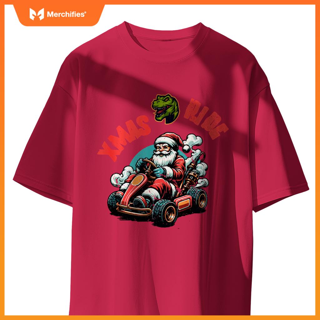Christmas Xmas Ride Monster Truck Dino Santa Toddler Kids T-Shirt