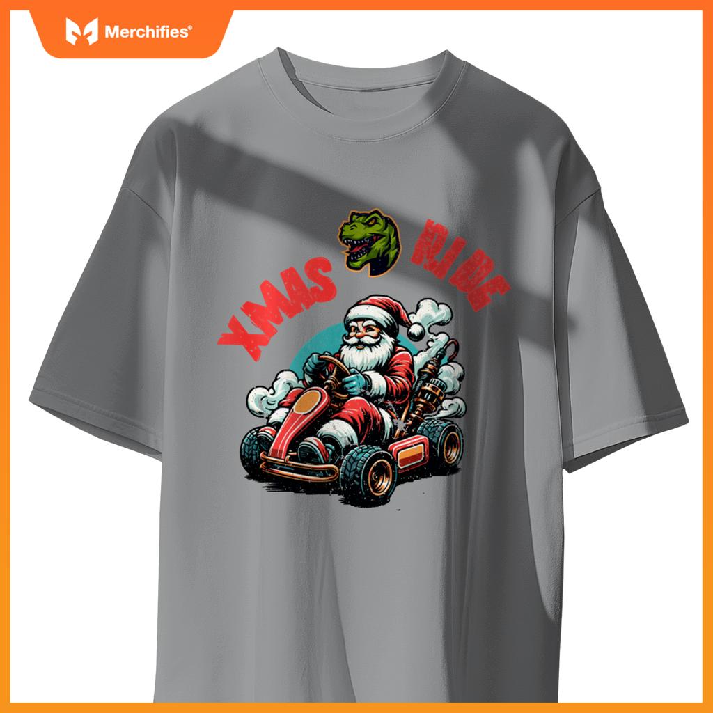 Christmas Xmas Ride Monster Truck Dino Santa Toddler Kids T-Shirt