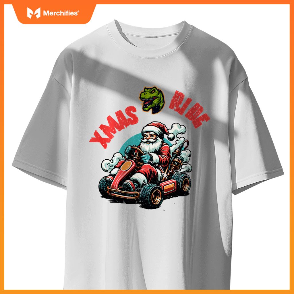 Christmas Xmas Ride Monster Truck Dino Santa Toddler Kids T-Shirt