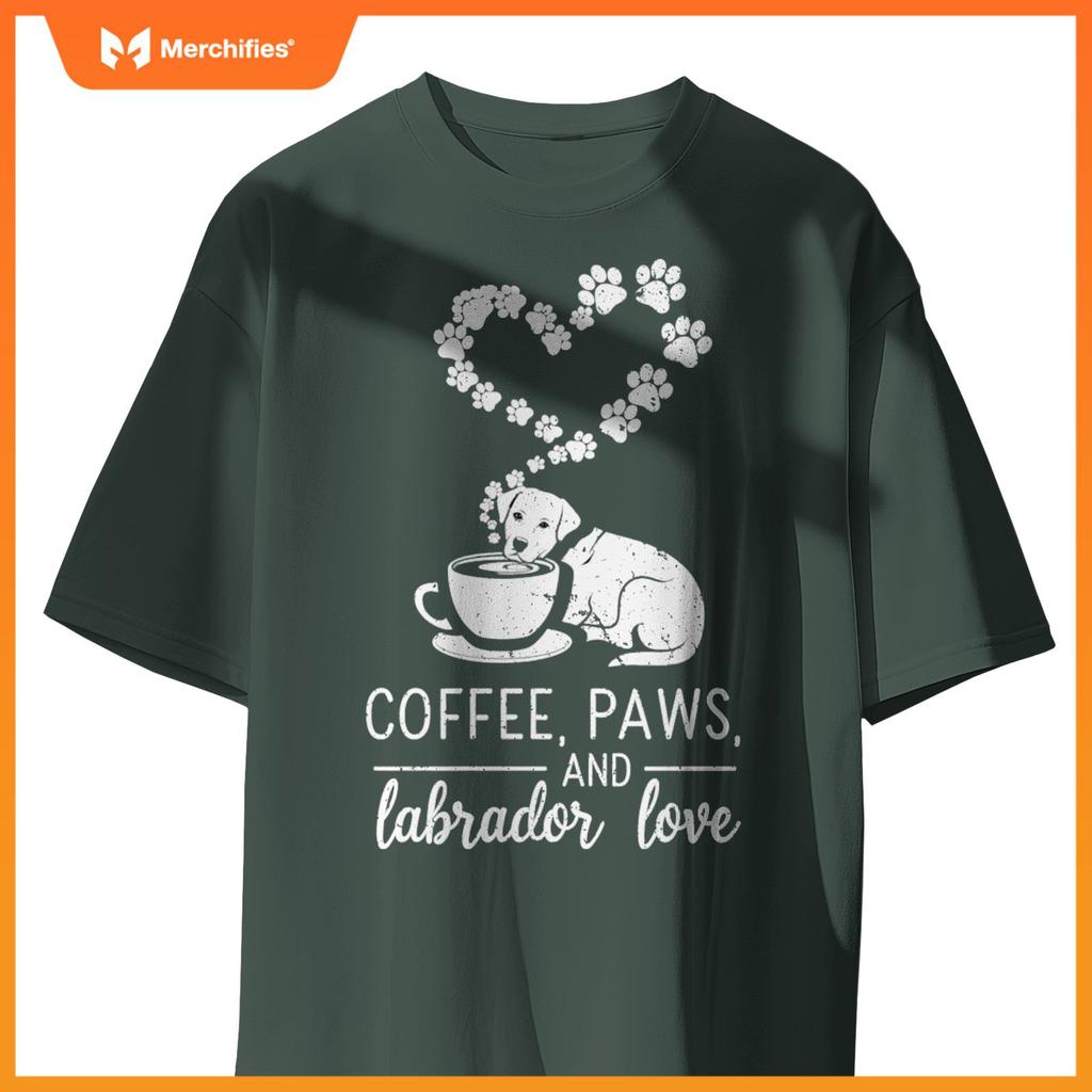 Coffee Paws And Lab Love - Labrador Dogs and Coffee T-Shirt