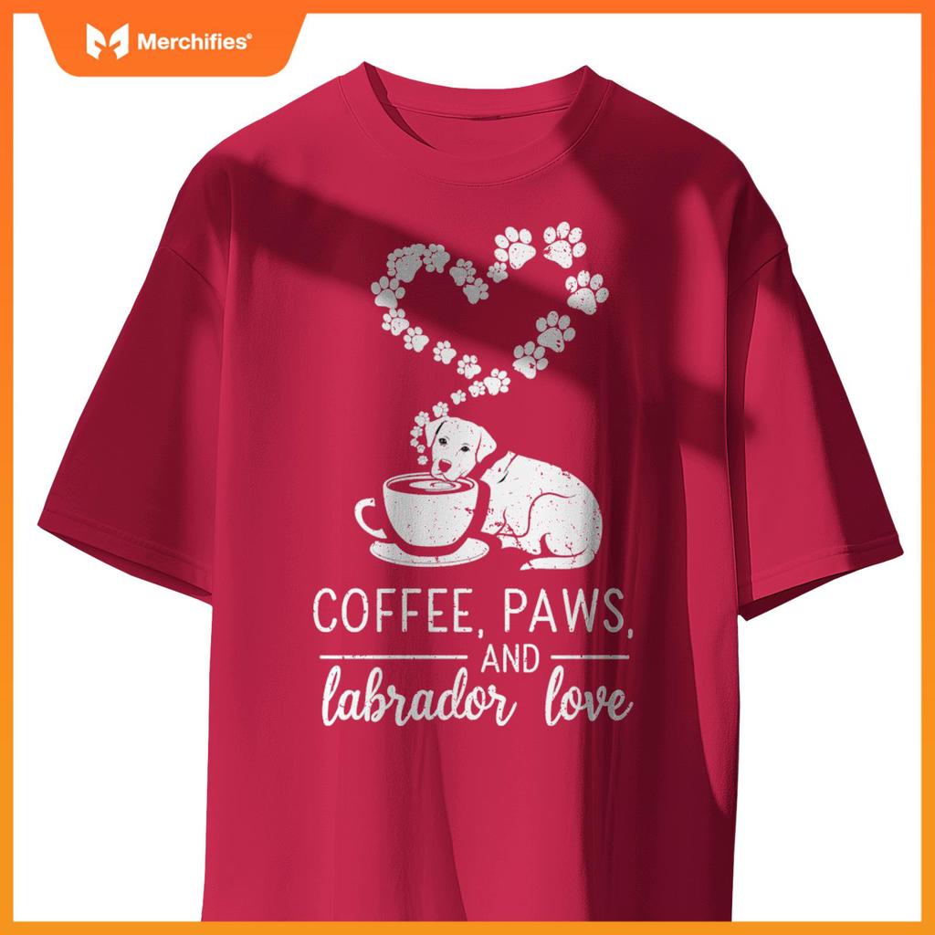 Coffee Paws And Lab Love - Labrador Dogs and Coffee T-Shirt
