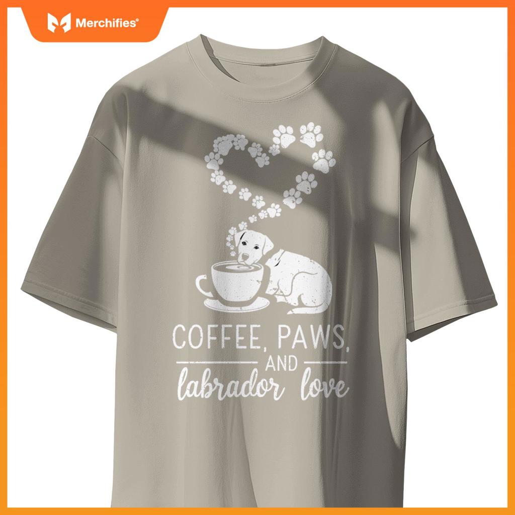Coffee Paws And Lab Love - Labrador Dogs and Coffee T-Shirt
