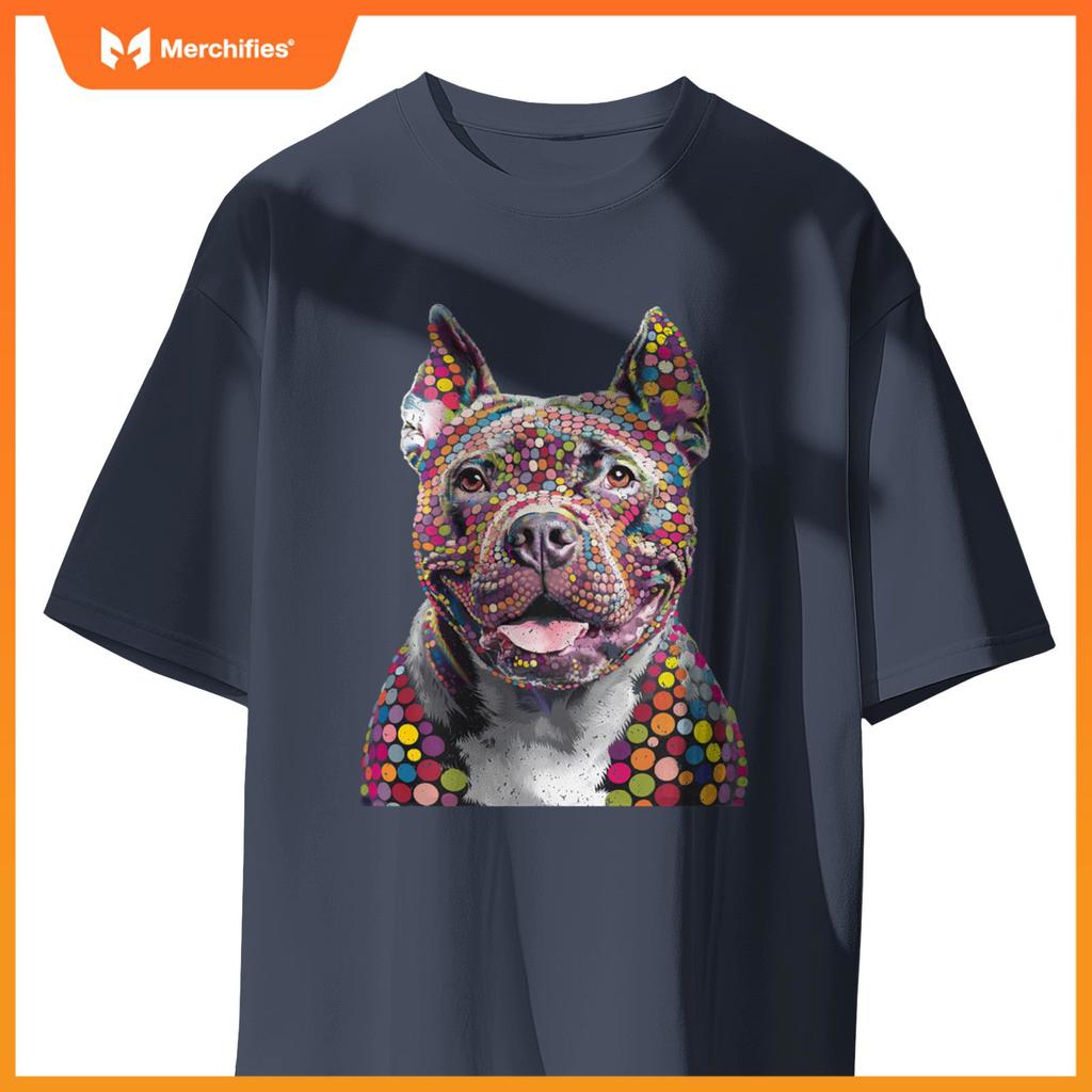 Colorful I Love Dogs Pitbull Fashion Designer Polka Dot Tops T-Shirt