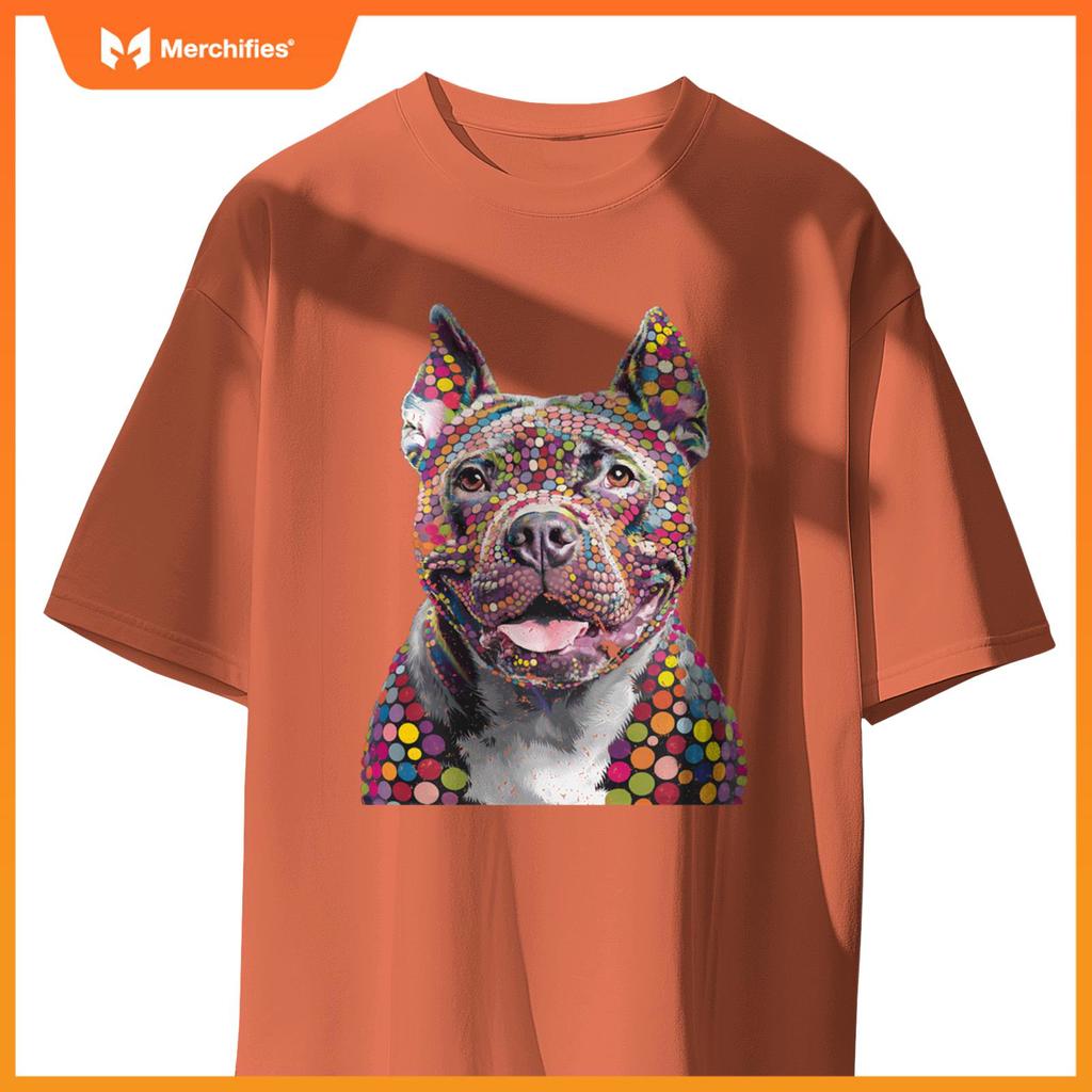 Colorful I Love Dogs Pitbull Fashion Designer Polka Dot Tops T-Shirt