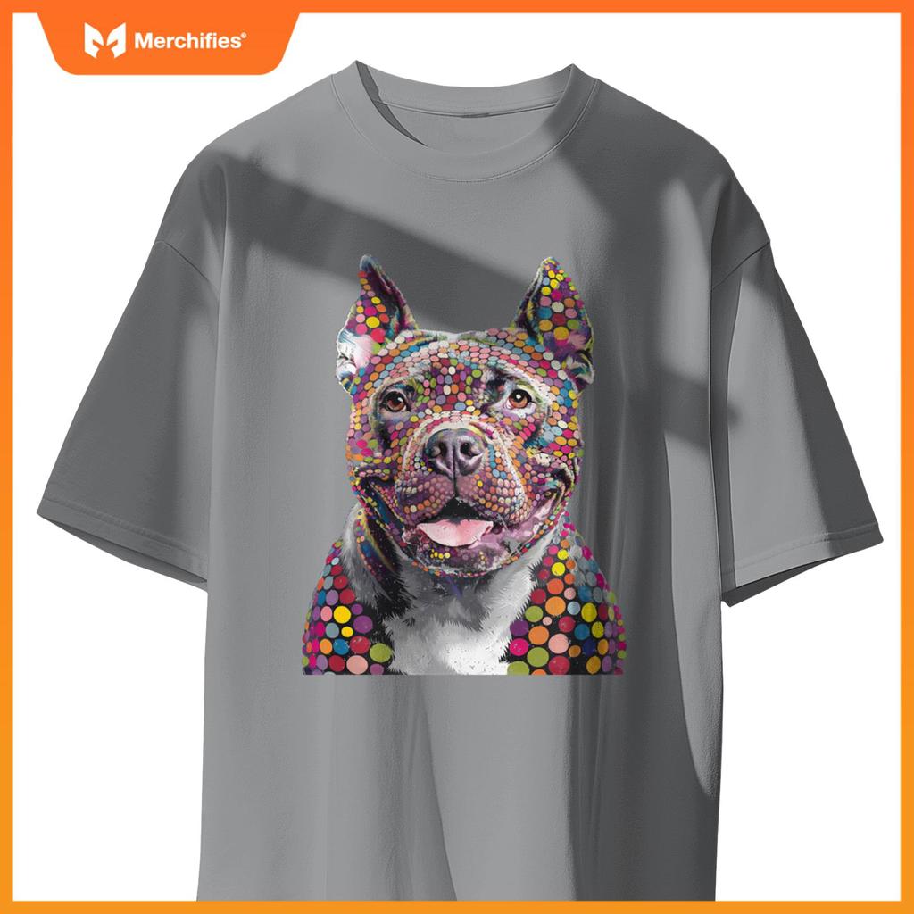 Colorful I Love Dogs Pitbull Fashion Designer Polka Dot Tops T-Shirt