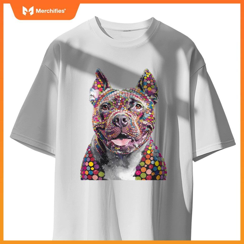 Colorful I Love Dogs Pitbull Fashion Designer Polka Dot Tops T-Shirt