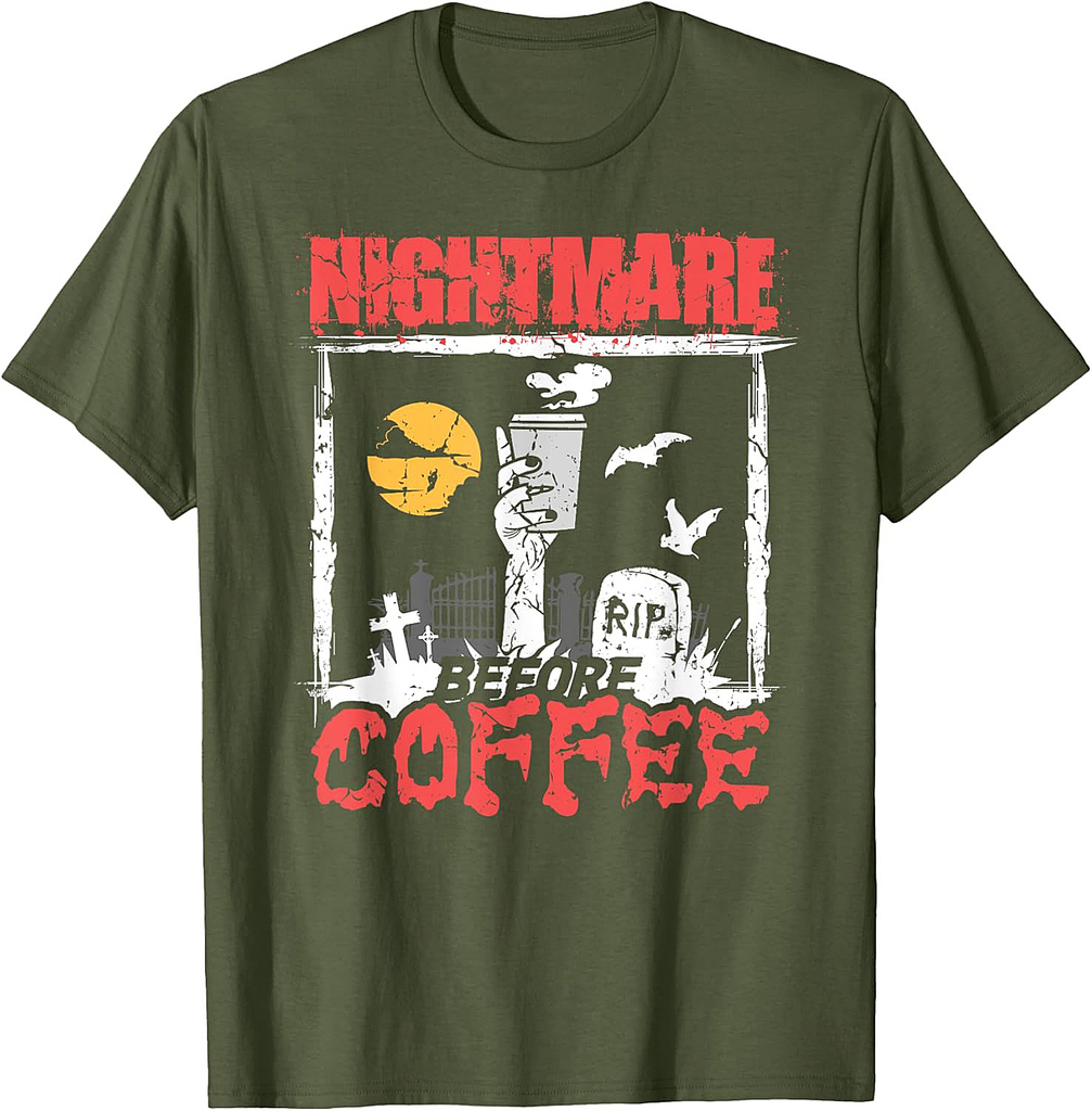 Cool Nightmare Before Coffee | Funny Halloween Costume Gift T-Shirt