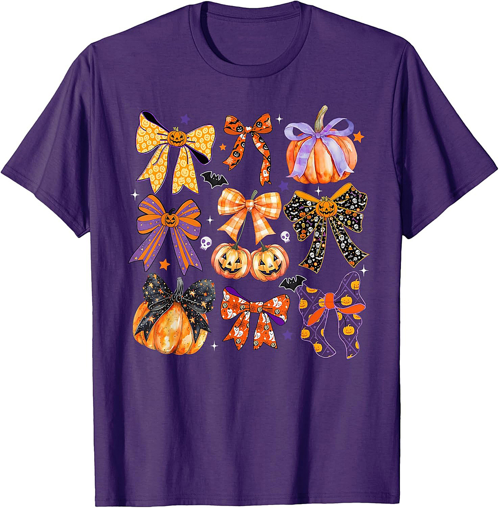 Coquette Bow Pumpkin Halloween Coquette Bow Girl Women Kid T-Shirt
