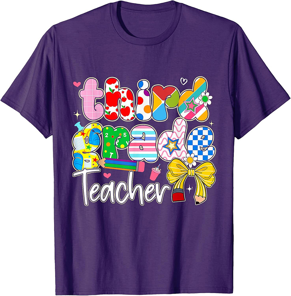 Coquette Third Grade Teacher Cute Bow Back To School T-Shirt