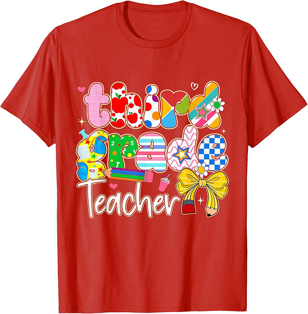 Coquette Third Grade Teacher Cute Bow Back To School T-Shirt