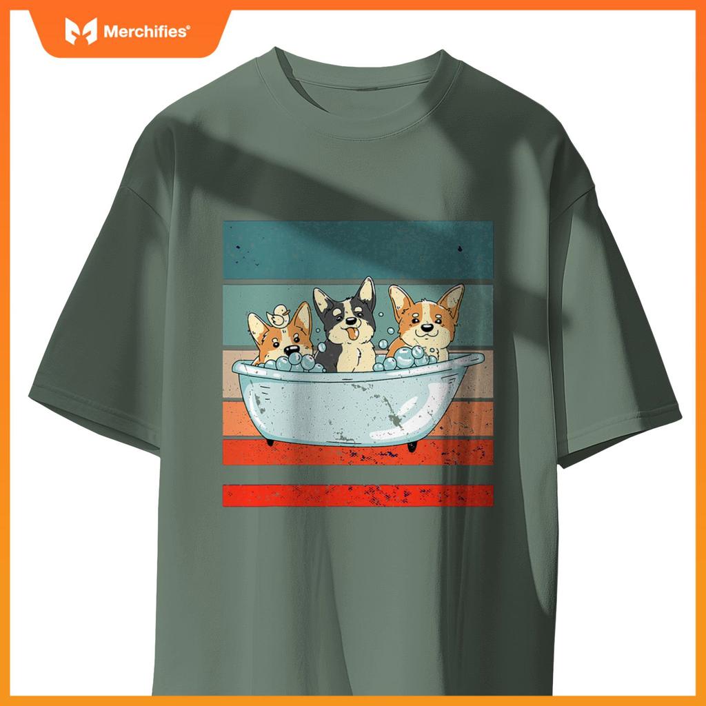 Corgis Bathtub Bubble Bath Duck Cute Dogs Happy Dog T-Shirt
