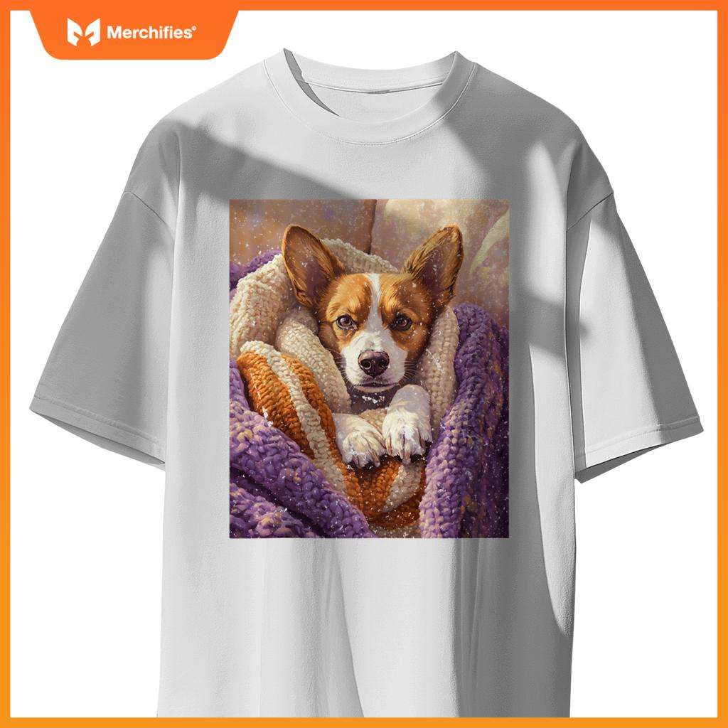 Cozy Dog Wrapped in Blanket Art for Pet Lovers T-Shirt