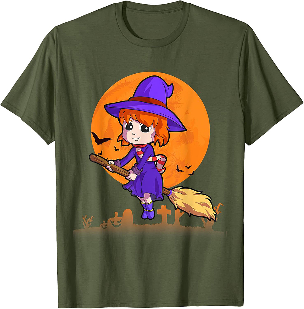 Halloween Shirt for Girls Teens Witch Hat Women Pumpkin T-Shirt