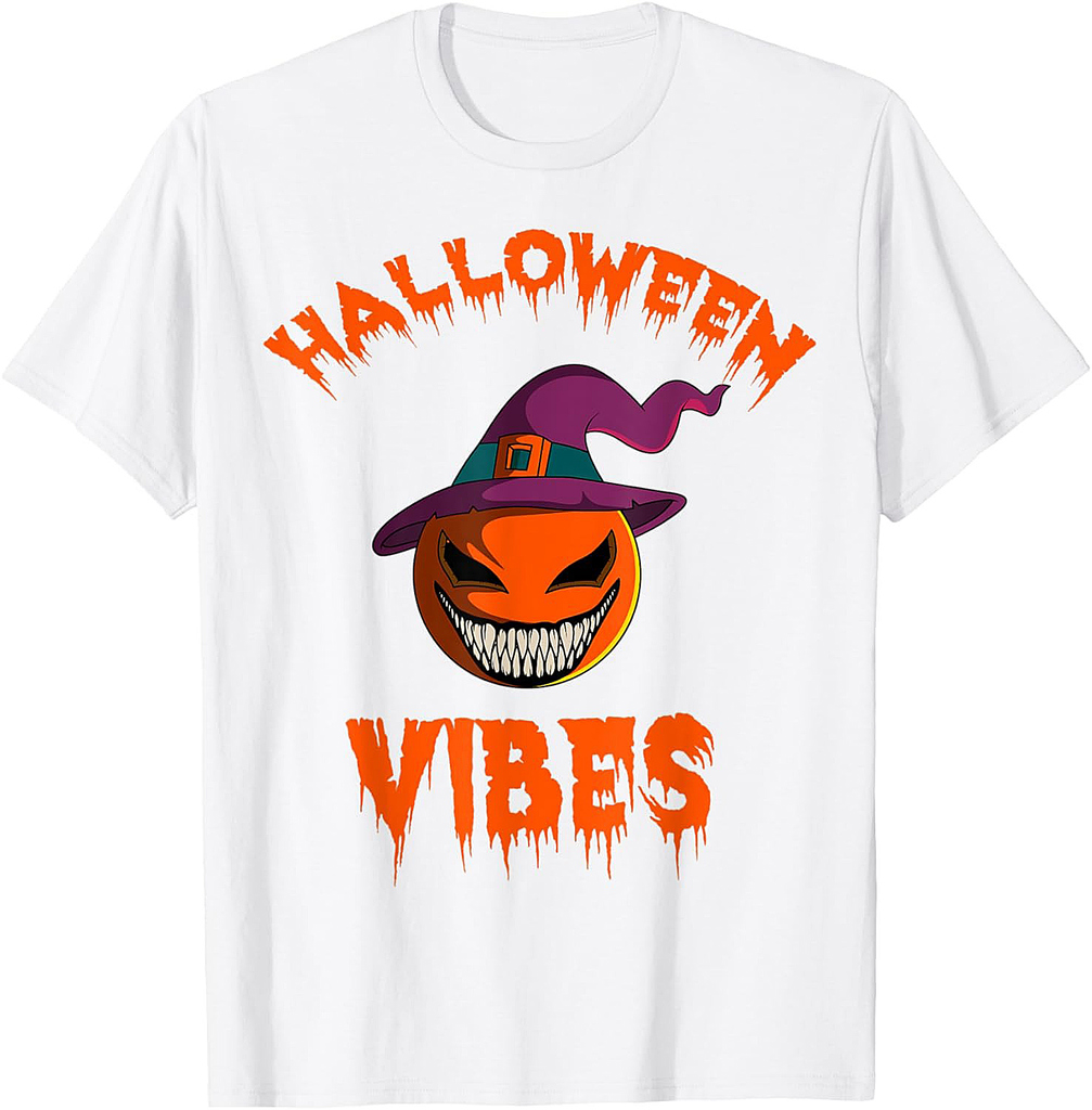 Creepy Jack O' Lantern Pumpkin Lantern Witch Hat Halloween T-Shirt