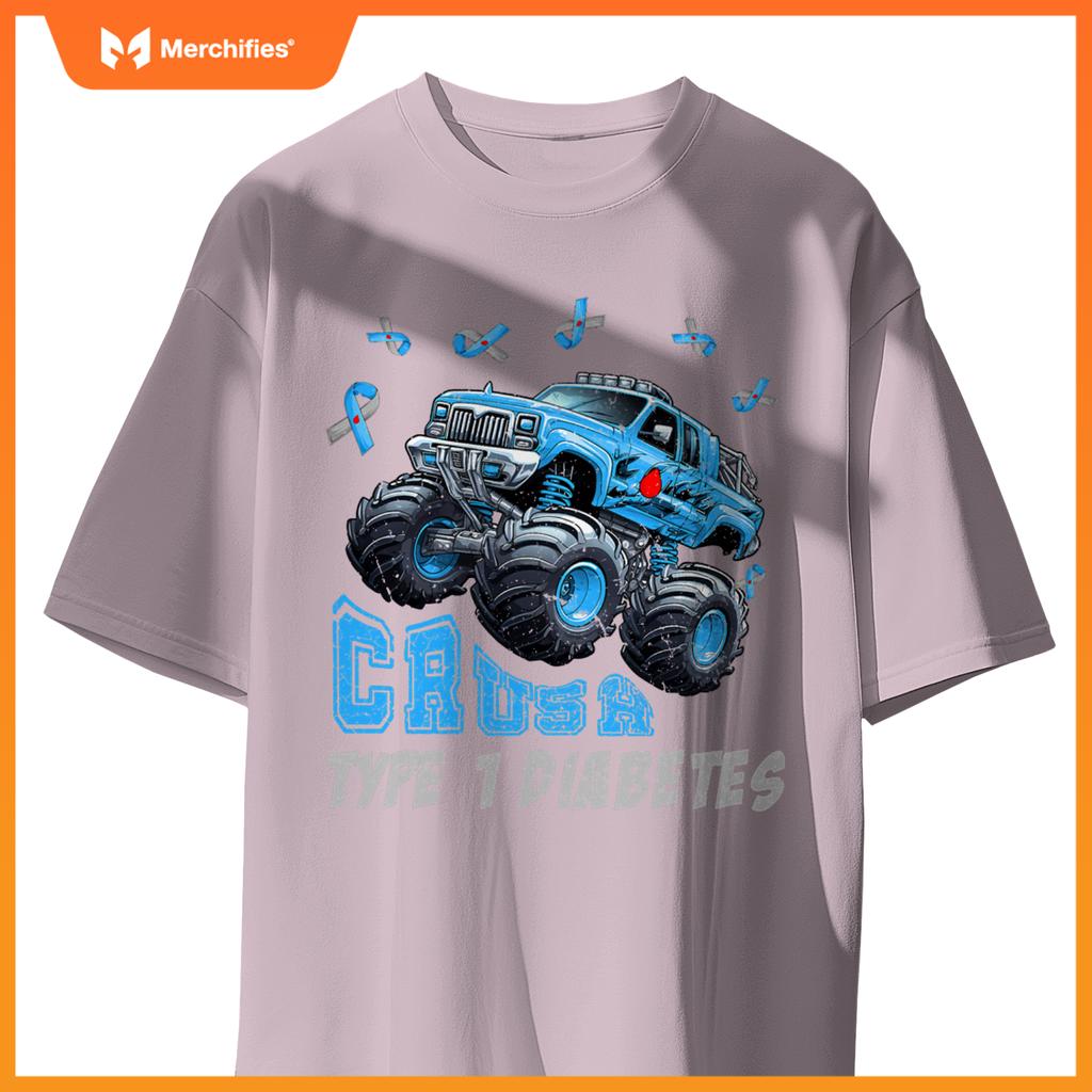 Crush Type 1 Diabetes Awareness T1D Warrior Monster Truck T-Shirt