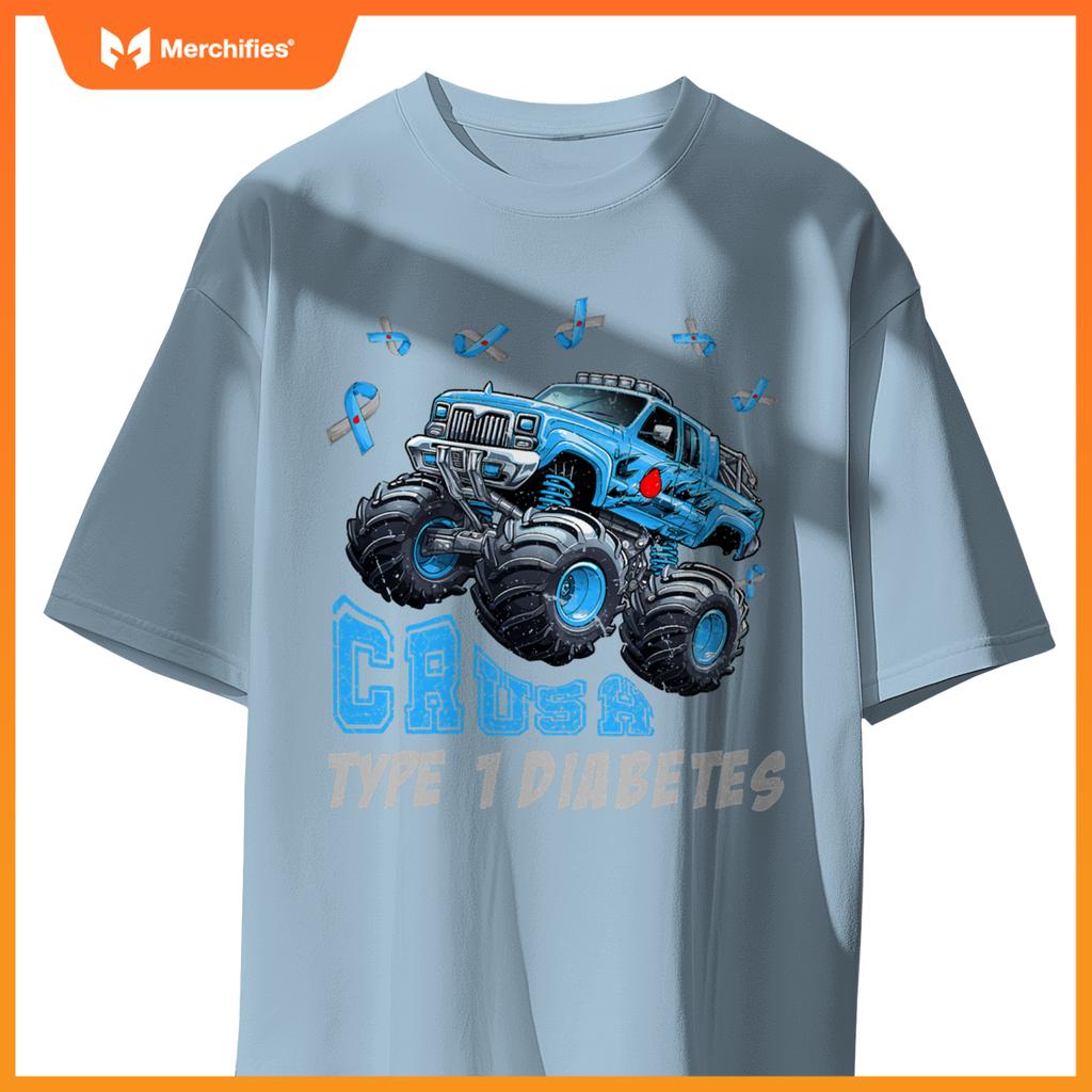 Crush Type 1 Diabetes Awareness T1D Warrior Monster Truck T-Shirt