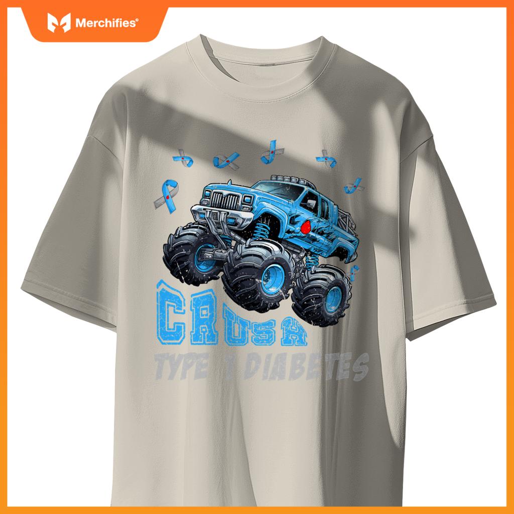 Crush Type 1 Diabetes Awareness T1D Warrior Monster Truck T-Shirt