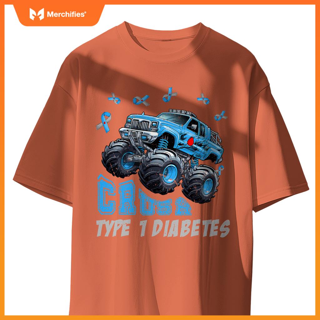 Crush Type 1 Diabetes Awareness T1D Warrior Monster Truck T-Shirt