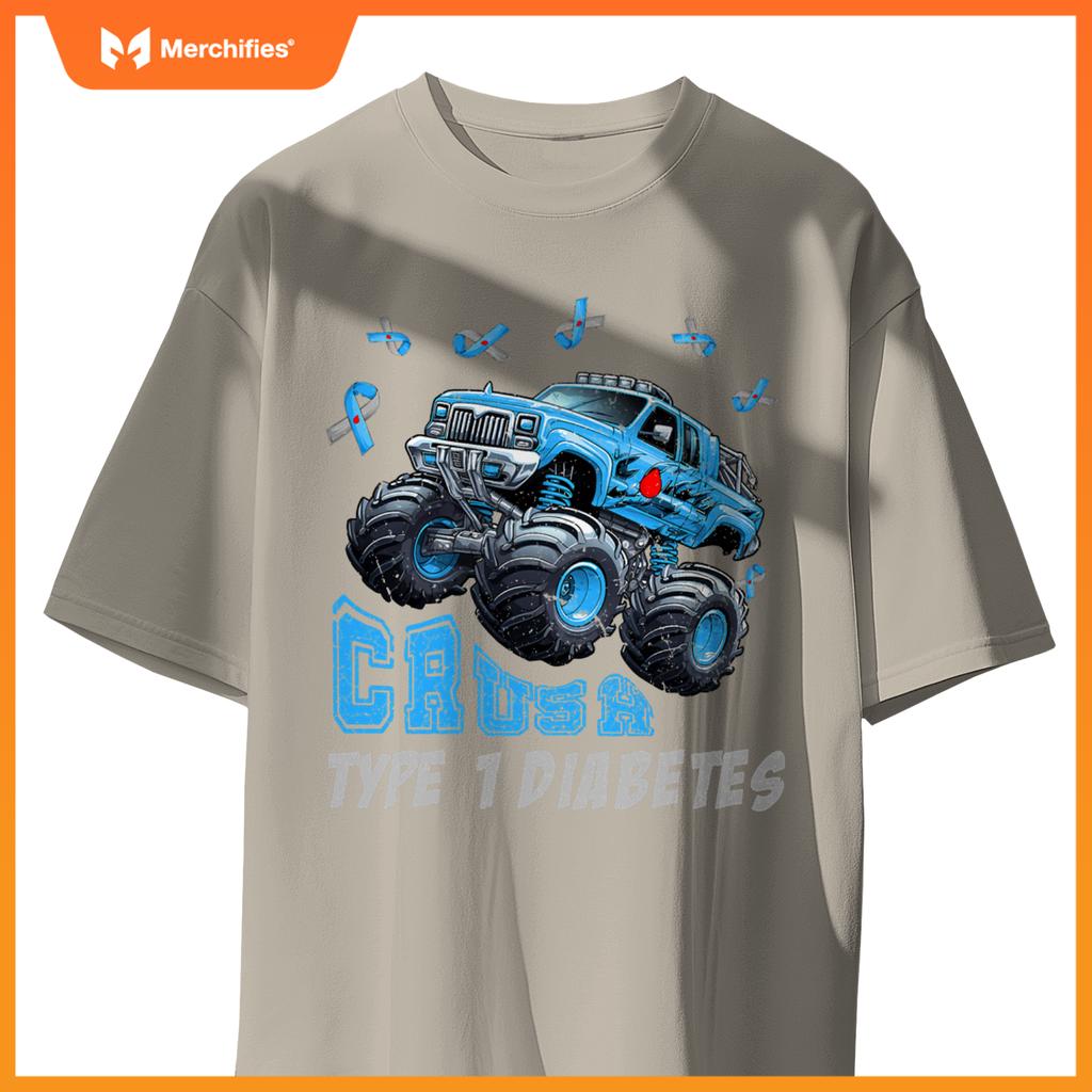 Crush Type 1 Diabetes Awareness T1D Warrior Monster Truck T-Shirt
