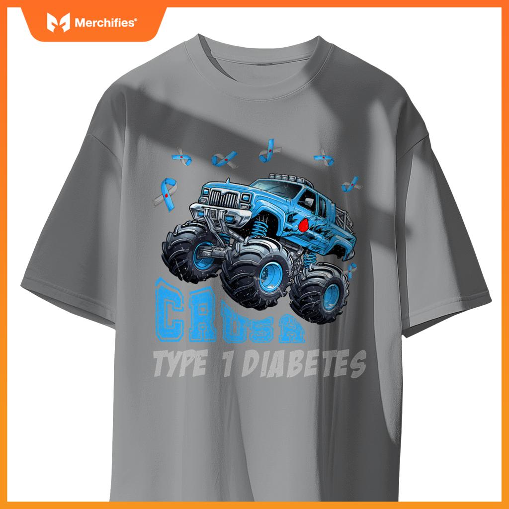 Crush Type 1 Diabetes Awareness T1D Warrior Monster Truck T-Shirt