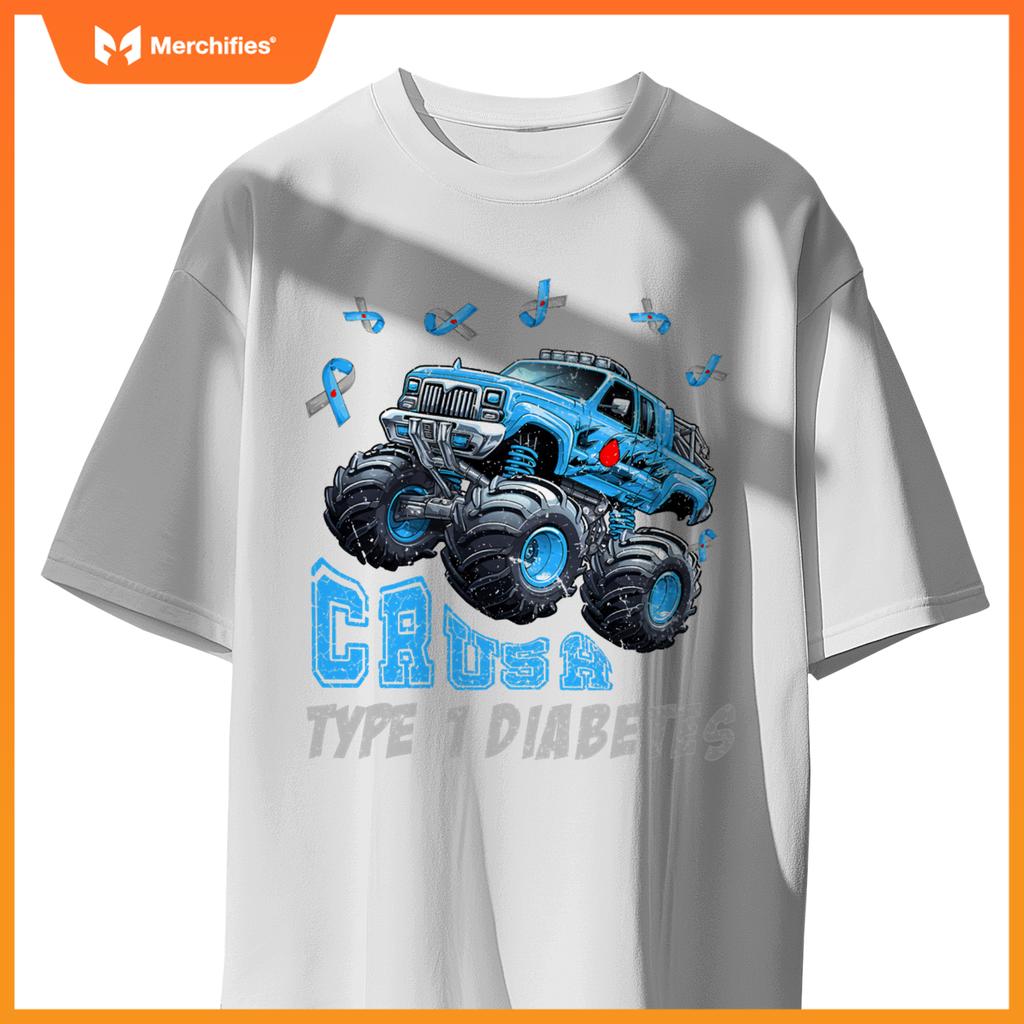 Crush Type 1 Diabetes Awareness T1D Warrior Monster Truck T-Shirt