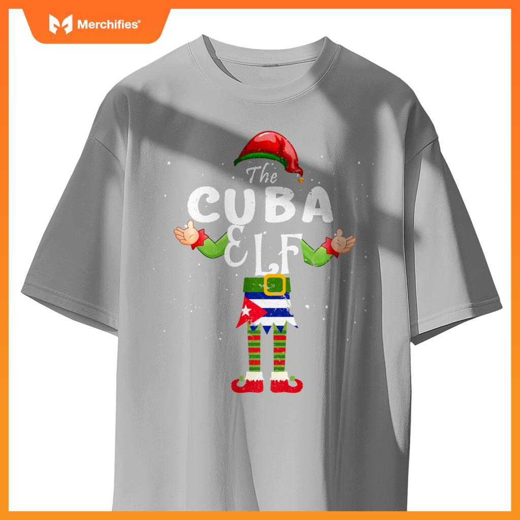 Cuba Elf Matching Proud Patriotic Group Christmas Party T-Shirt