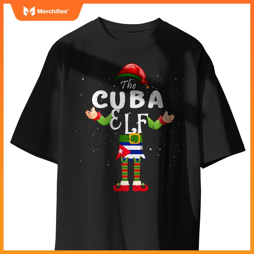 Cuba Elf Matching Proud Patriotic Group Christmas Party T-Shirt