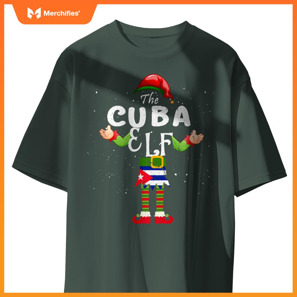 Cuba Elf Matching Proud Patriotic Group Christmas Party T-Shirt