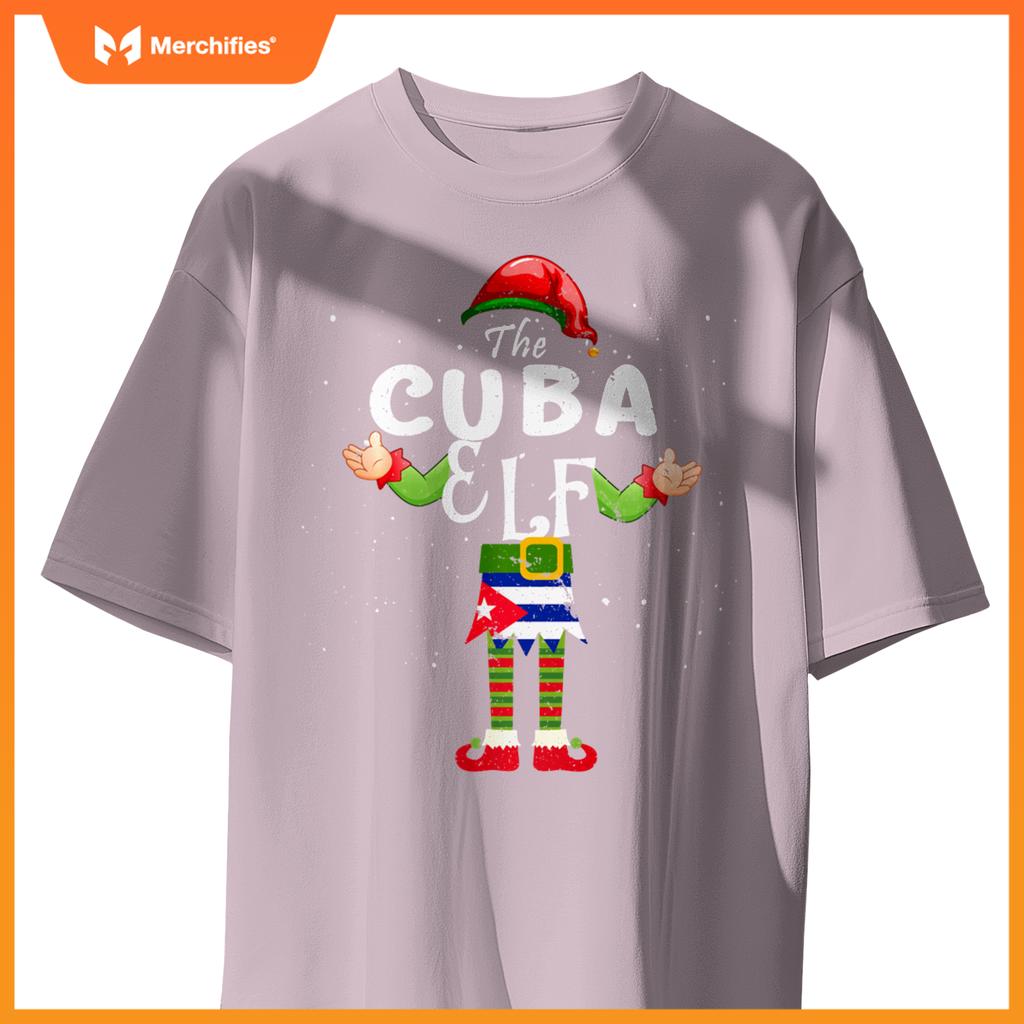 Cuba Elf Matching Proud Patriotic Group Christmas Party T-Shirt