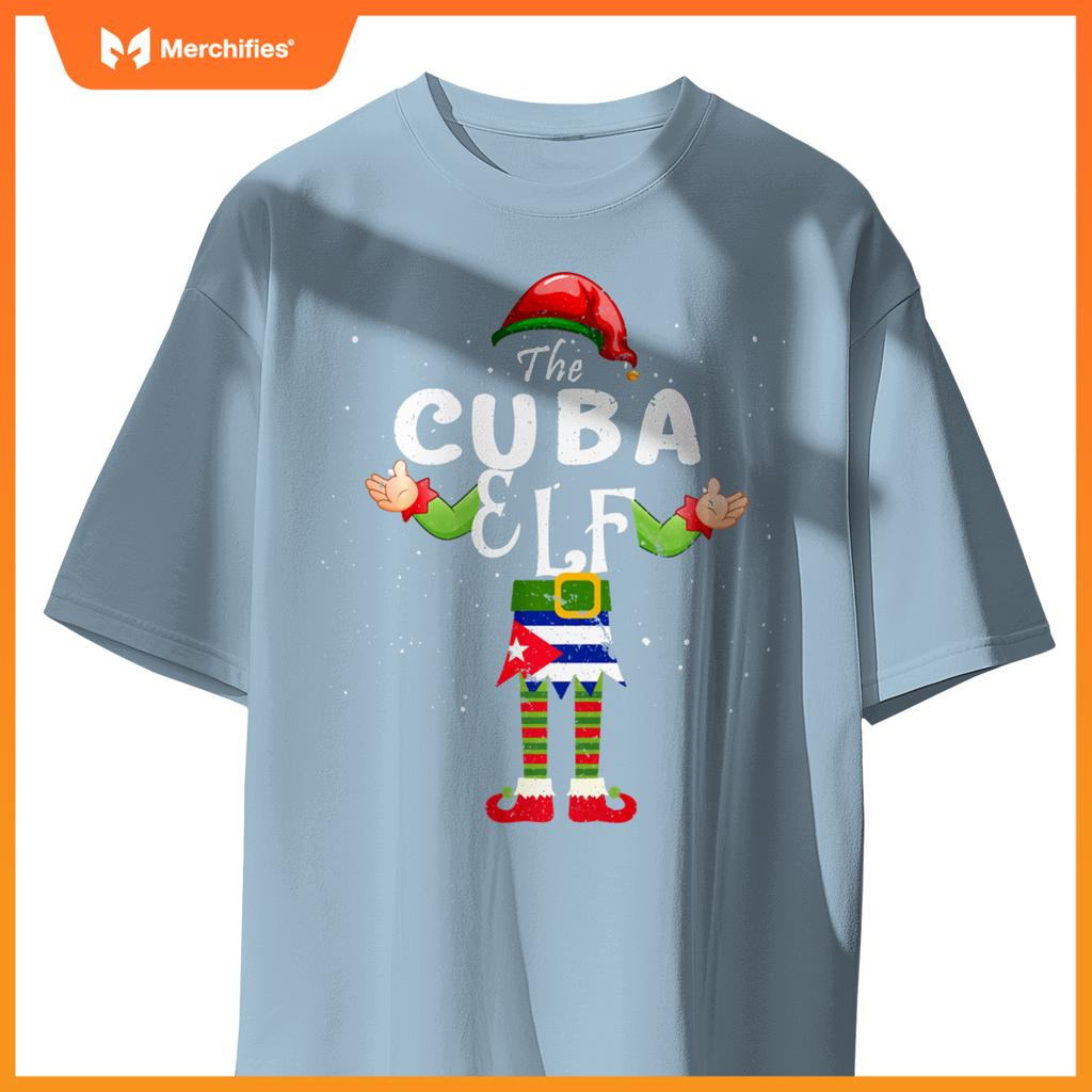 Cuba Elf Matching Proud Patriotic Group Christmas Party T-Shirt