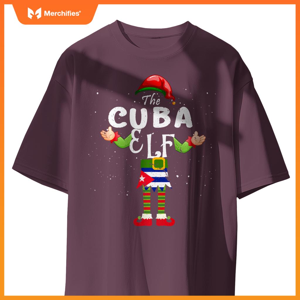 Cuba Elf Matching Proud Patriotic Group Christmas Party T-Shirt