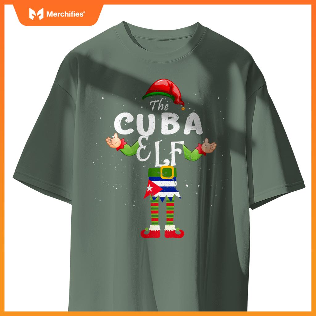 Cuba Elf Matching Proud Patriotic Group Christmas Party T-Shirt