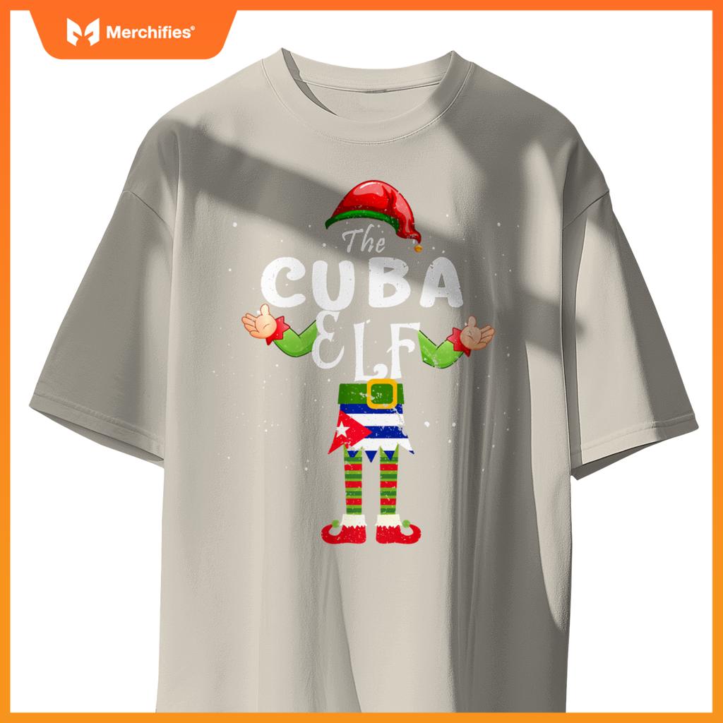 Cuba Elf Matching Proud Patriotic Group Christmas Party T-Shirt