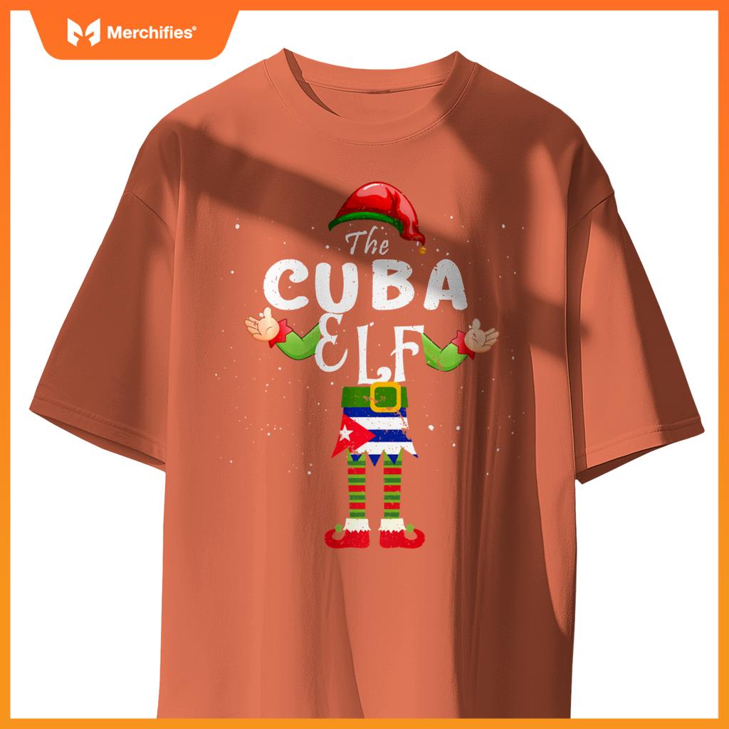 Cuba Elf Matching Proud Patriotic Group Christmas Party T-Shirt
