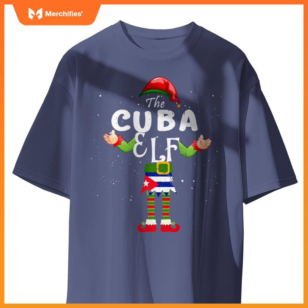 Cuba Elf Matching Proud Patriotic Group Christmas Party T-Shirt